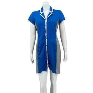 Kinona Dress Womens Medium‎ Royal Blue Tea Time Short Sleeve Golf Tennis Preppy